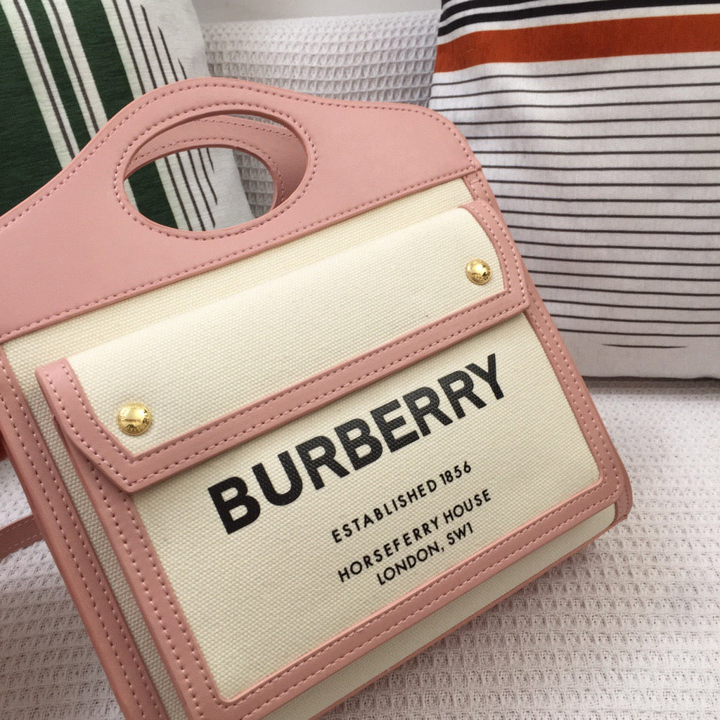 B-Berry - BB  Mini Two-tone Canvas And Pocket Bag PiNike For Women, Bags 10.4in/26.5LO