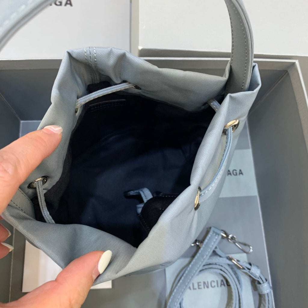 BLN-Ciaga Le Cagole Medium Bucket Bag In Light Gray, For Women,  Bags 11.8in/30LO