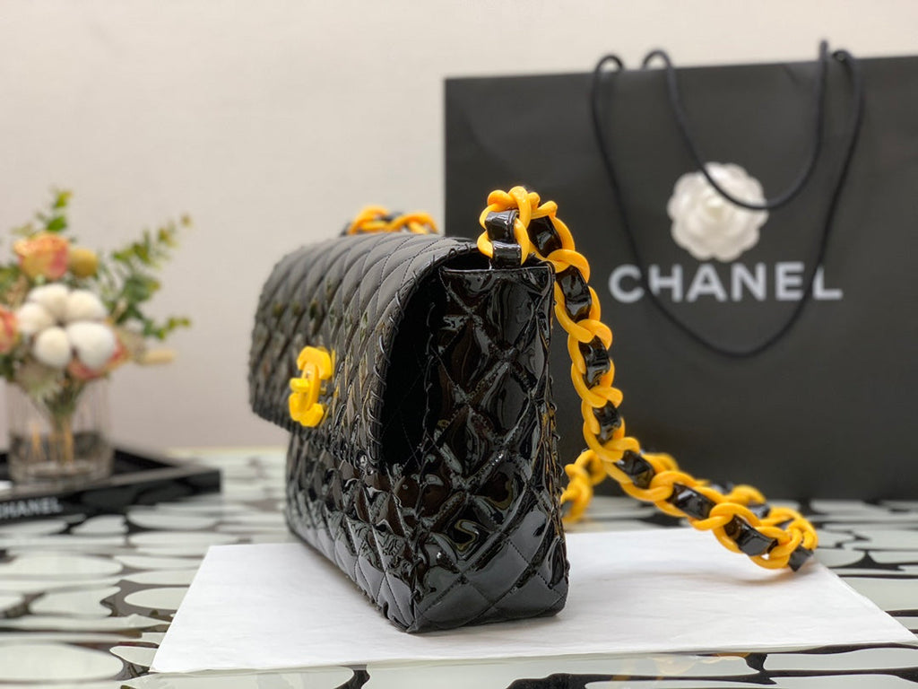 CHL - Vinyl Classic Black and Yellow Shoulder bag For Women 29LO/11.5in