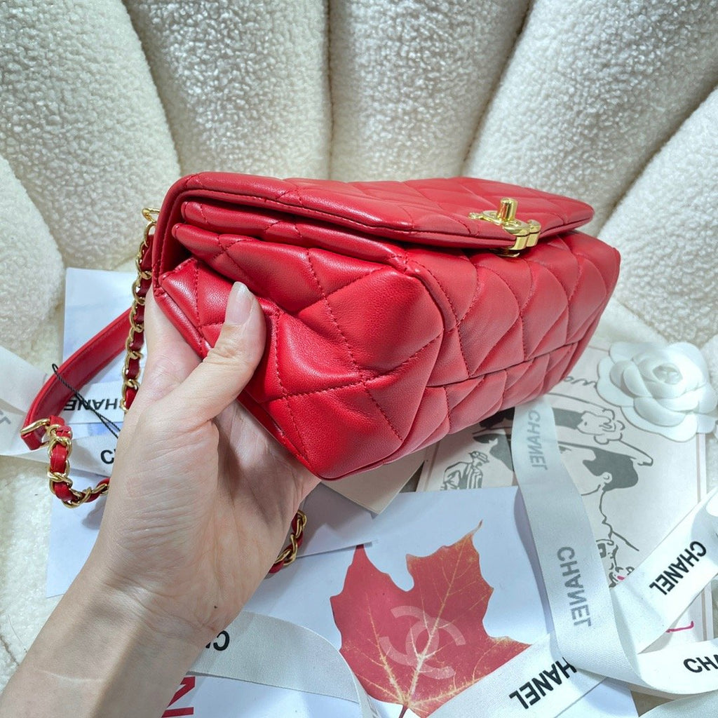 CHL -  Flap Bag Gold Hardware Red For Women Handbags, Shoulder Bags 7.9in/20LO AS3366
