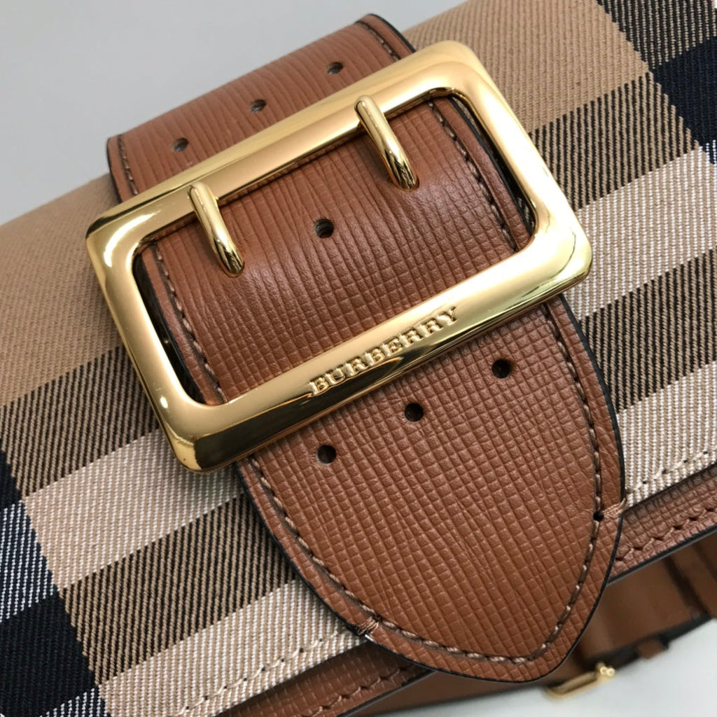 B-Berry - BB  Small Bridle House Check And Buckle Crossbody Brown For Women, Bags 7.8in/20LO