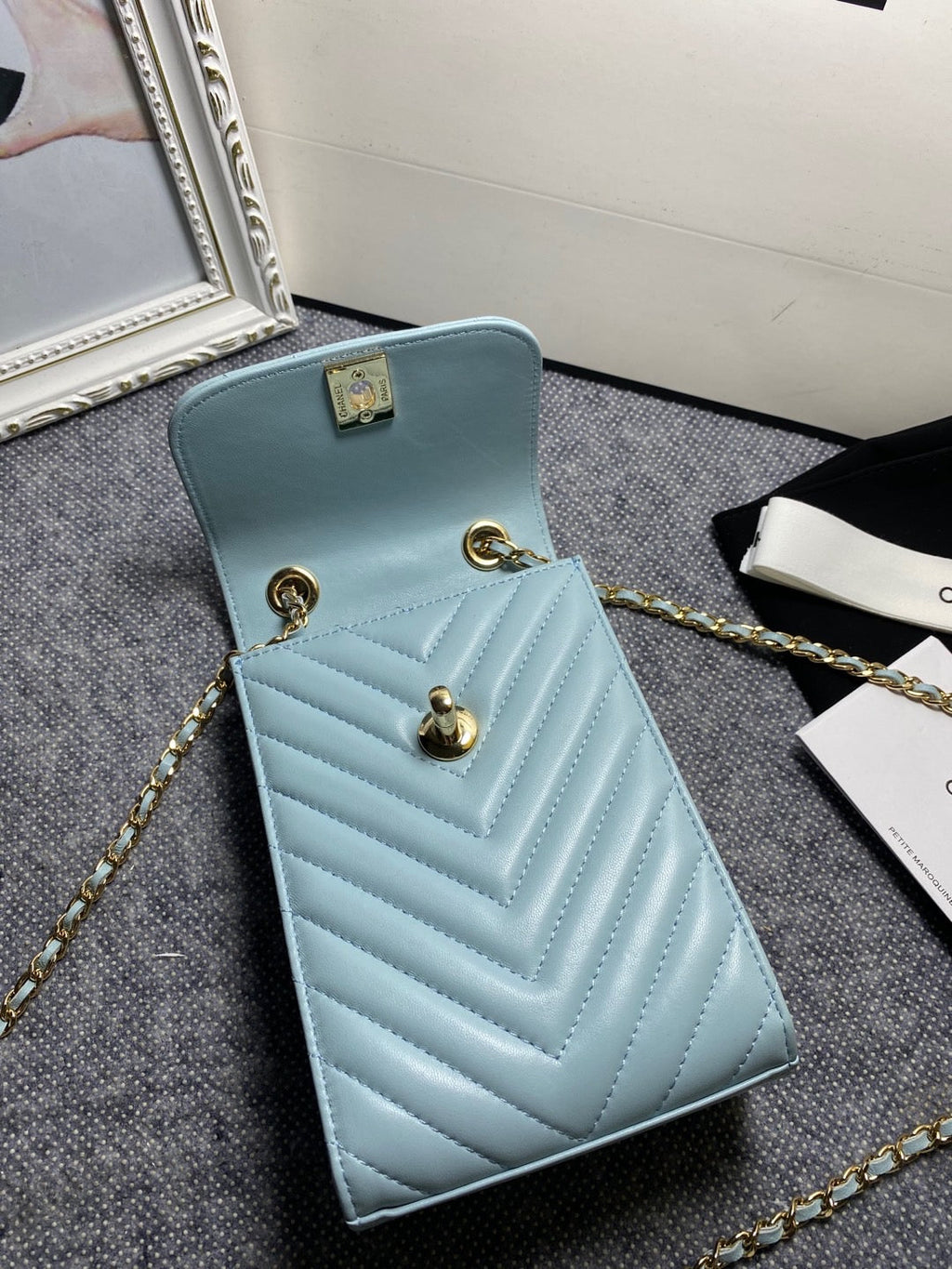 CHL -  Chevron Trendy CHL -  Phone Light Blue Bag For Women 18LO/7in