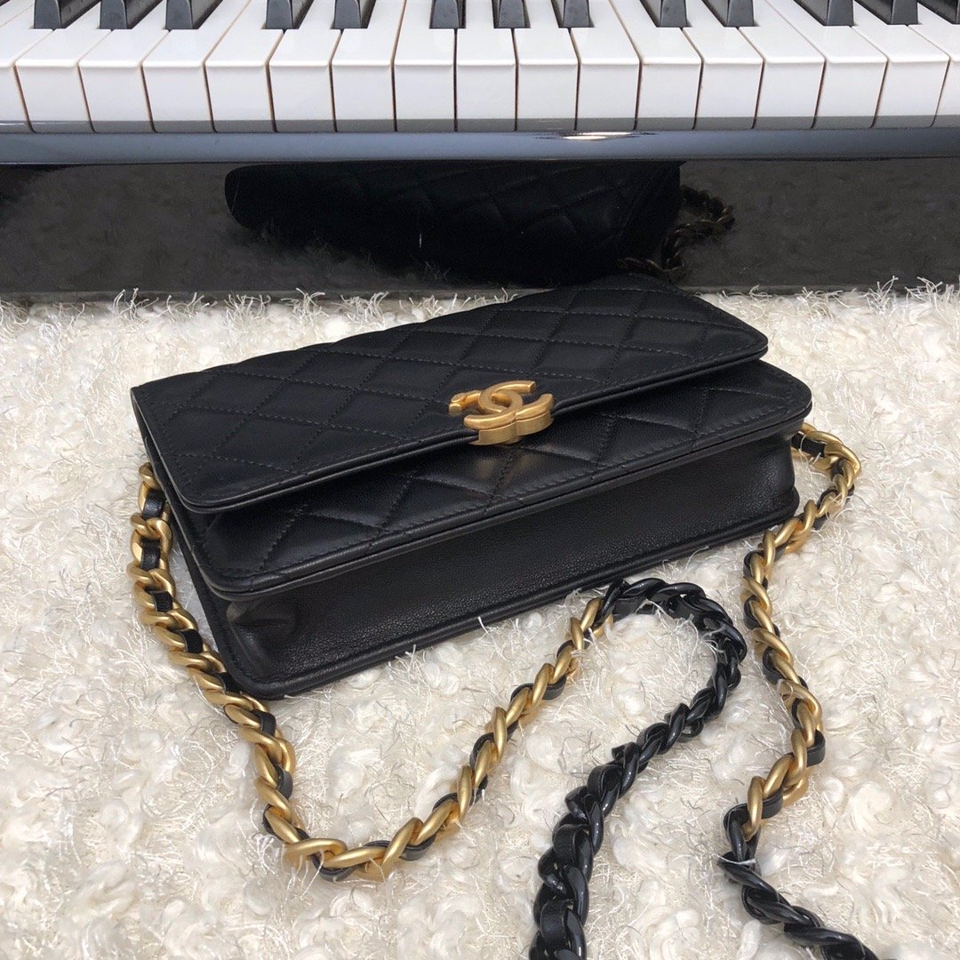 CHL - Original Small Classic Flap Bag Gold Hardware Black For Women Handbags, Shoulder Bags 7.5in/19LO AP33814