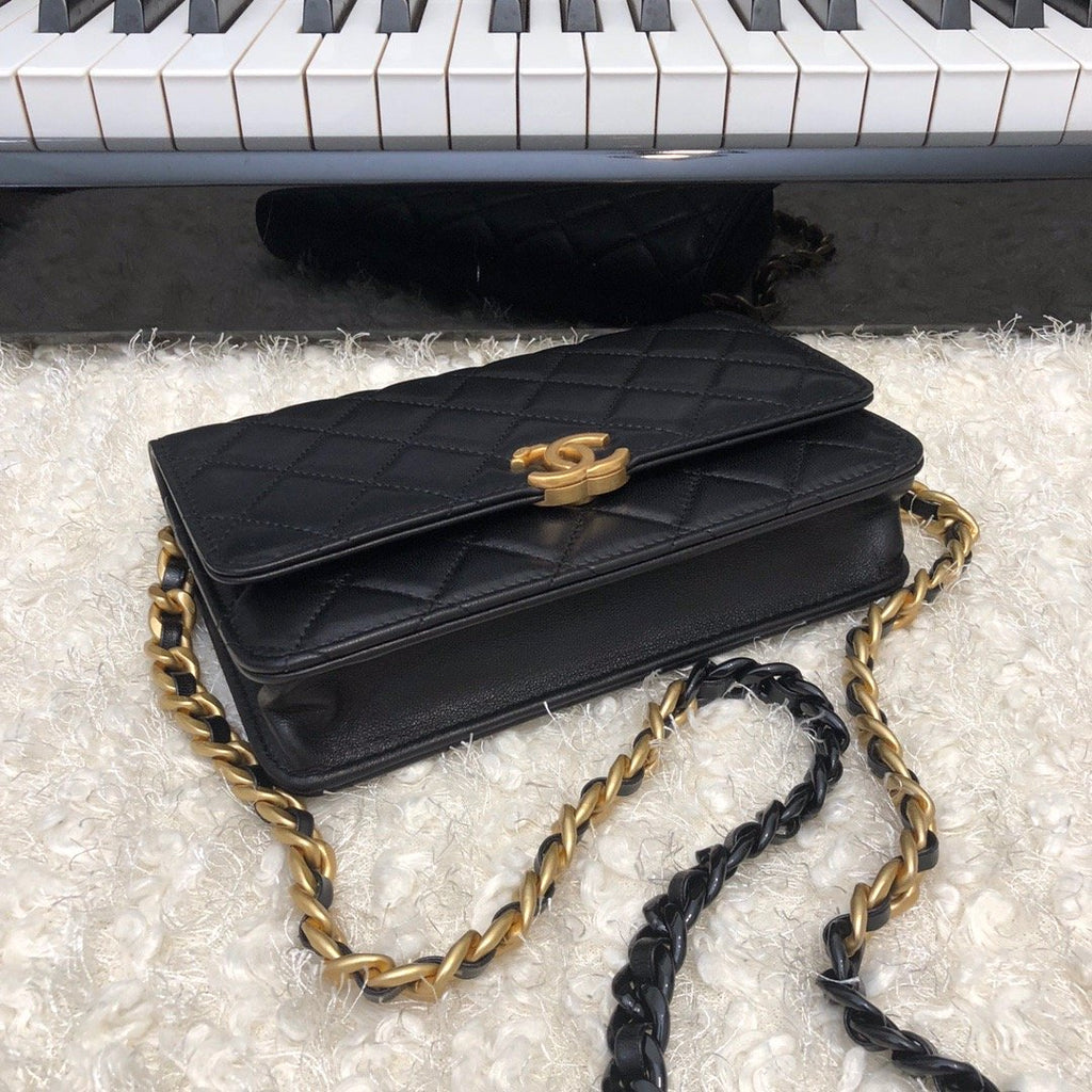 CHL - Original Small Classic Flap Bag Gold Hardware Black For Women Handbags, Shoulder Bags 7.5in/19LO AP33814