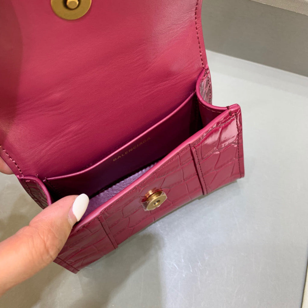 BLN-Ciaga Hourglass Mini Handbag With Chain In Dark Red, For Women,  Bags 4.7in/12LO