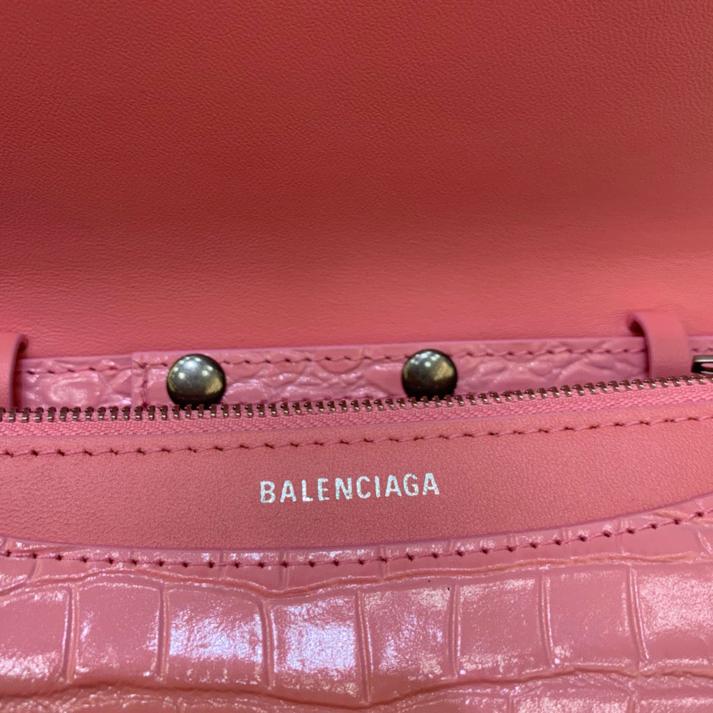 BLN-Ciaga Croc Embossed Patent B Bag With Chain In Pink, For Women,  Bags 7.9in/20LO