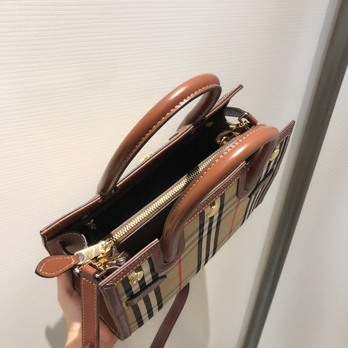 B-Berry - BB  Mini  Check Two-handle Title Bag Archive Beige For Women, Bags 10.2in/26LO 80252671