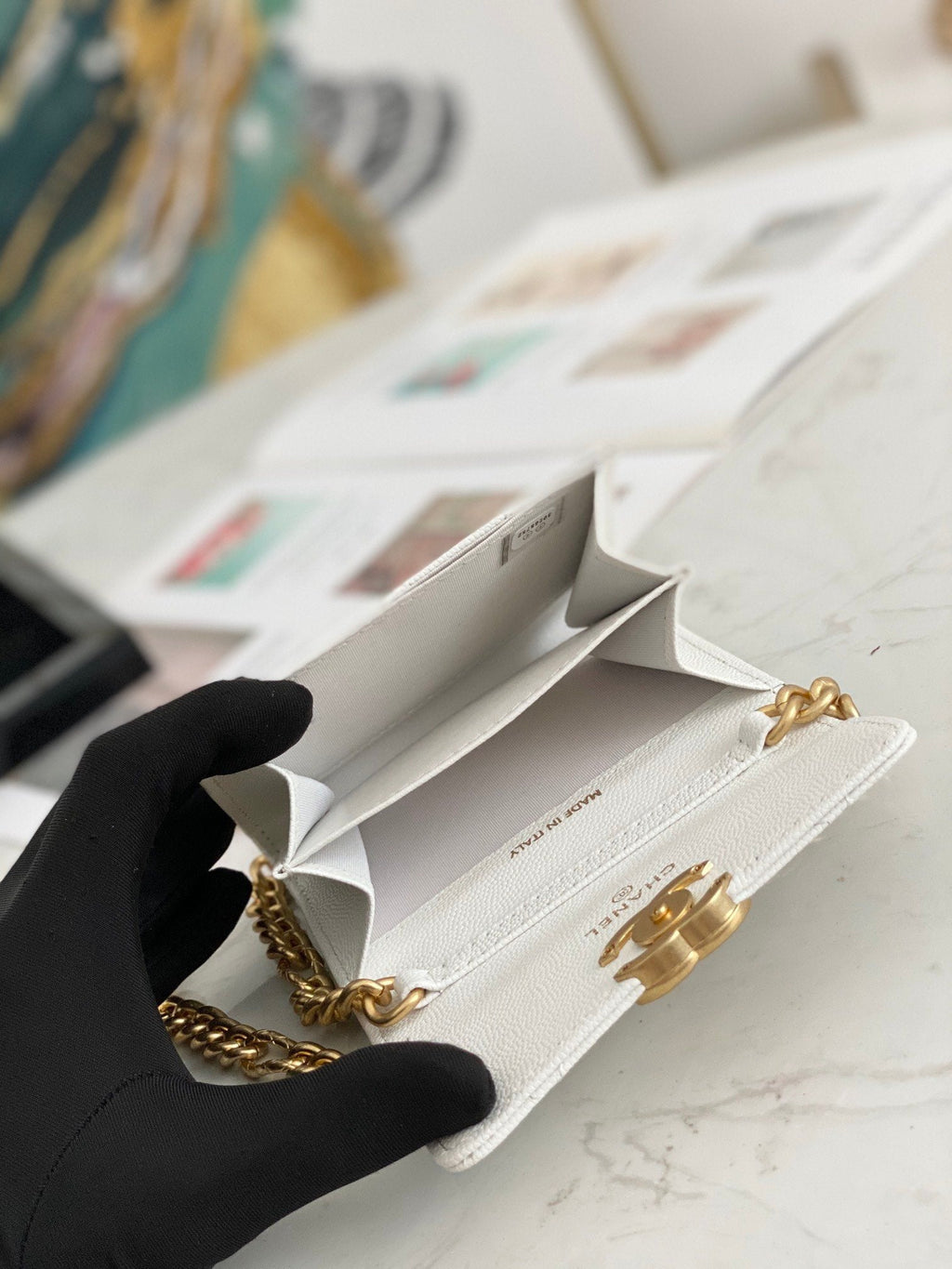 CHL - Mini Flap Bag Gold Toned Hardware White For Women 4.7in/12LO