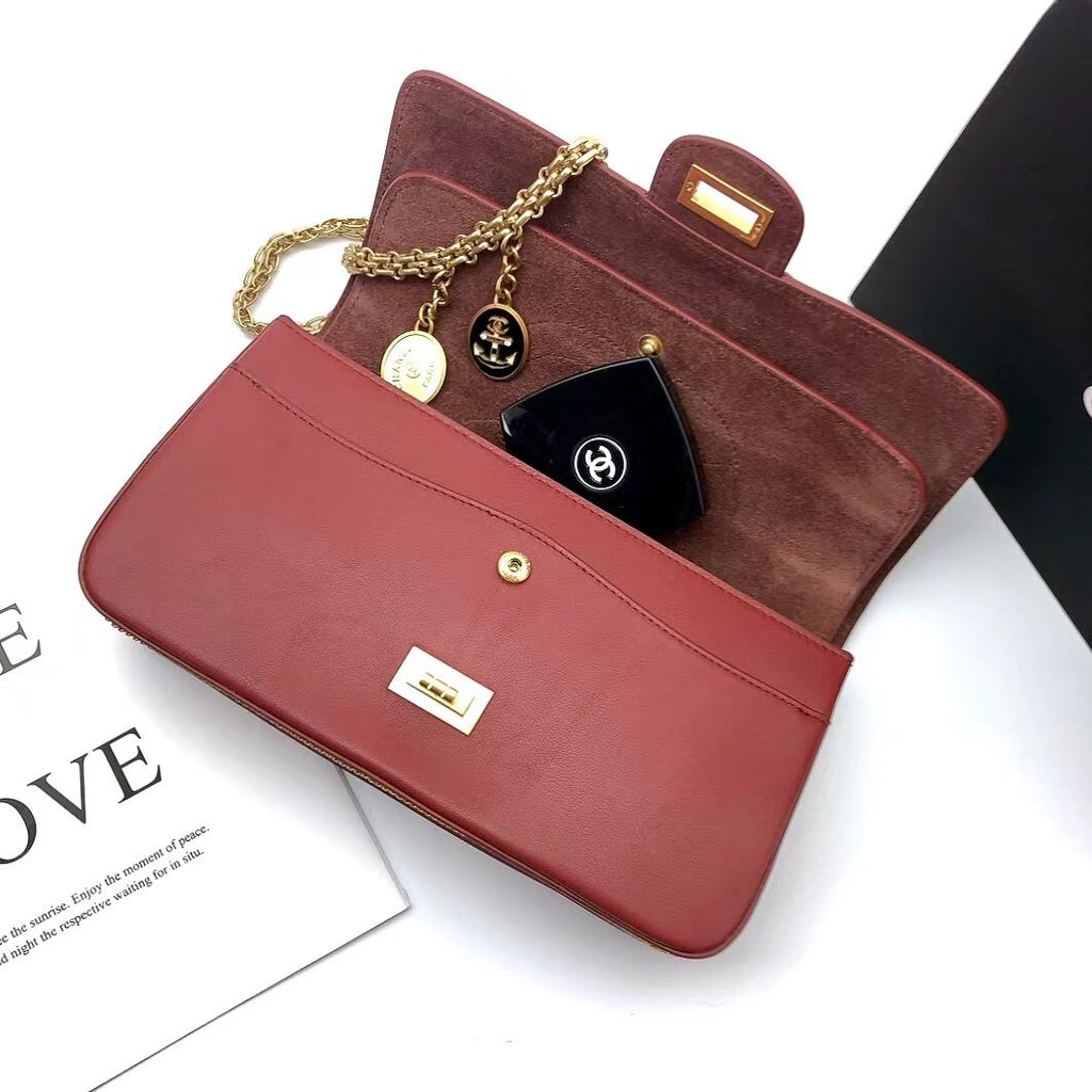 CHL - Maroon Medallion Nude Reissue 2.55 Classic 225 Flap Red Bag For Women 24LO/9.4in