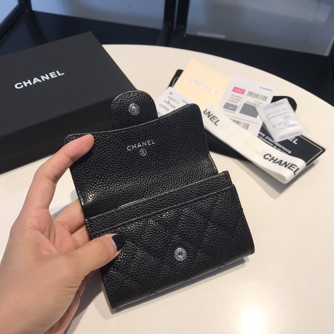CHL -  Classic Card Holder SilLusso Official - Hardware Black For Women Wallet 4.5in/11.5LO