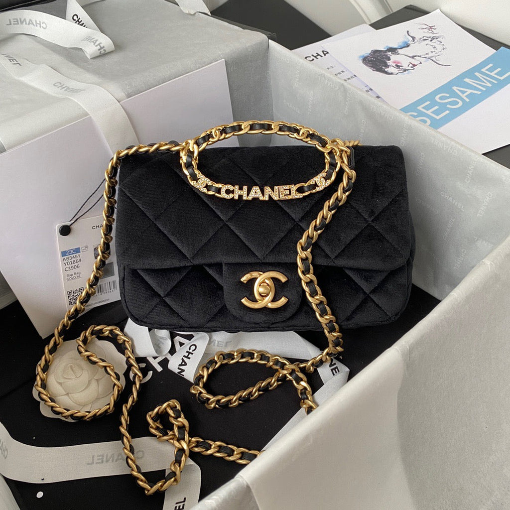 CHL -  Flap Bag Gold Hardware Black For Women Handbags, Shoulder Bags 9.4in/24LO AS3451