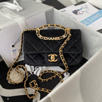 CHL -  Flap Bag Gold Hardware Black For Women Handbags, Shoulder Bags 9.4in/24LO AS3451