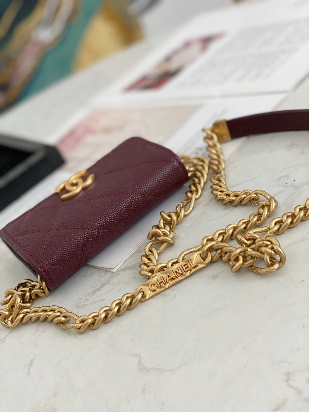 CHL - Mini Flap Bag Gold Toned Hardware Red For Women 4.7in/12LO