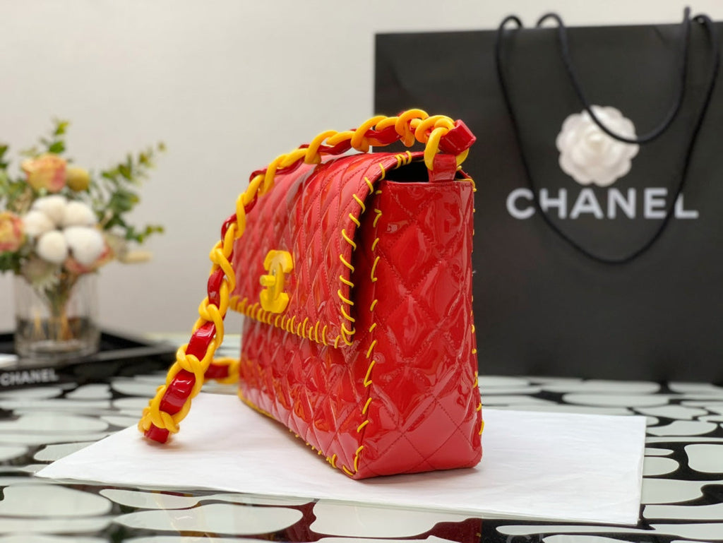 CHL - Vinyl Classic Red and Yellow Shoulder bag For Women 29LO/11.5in