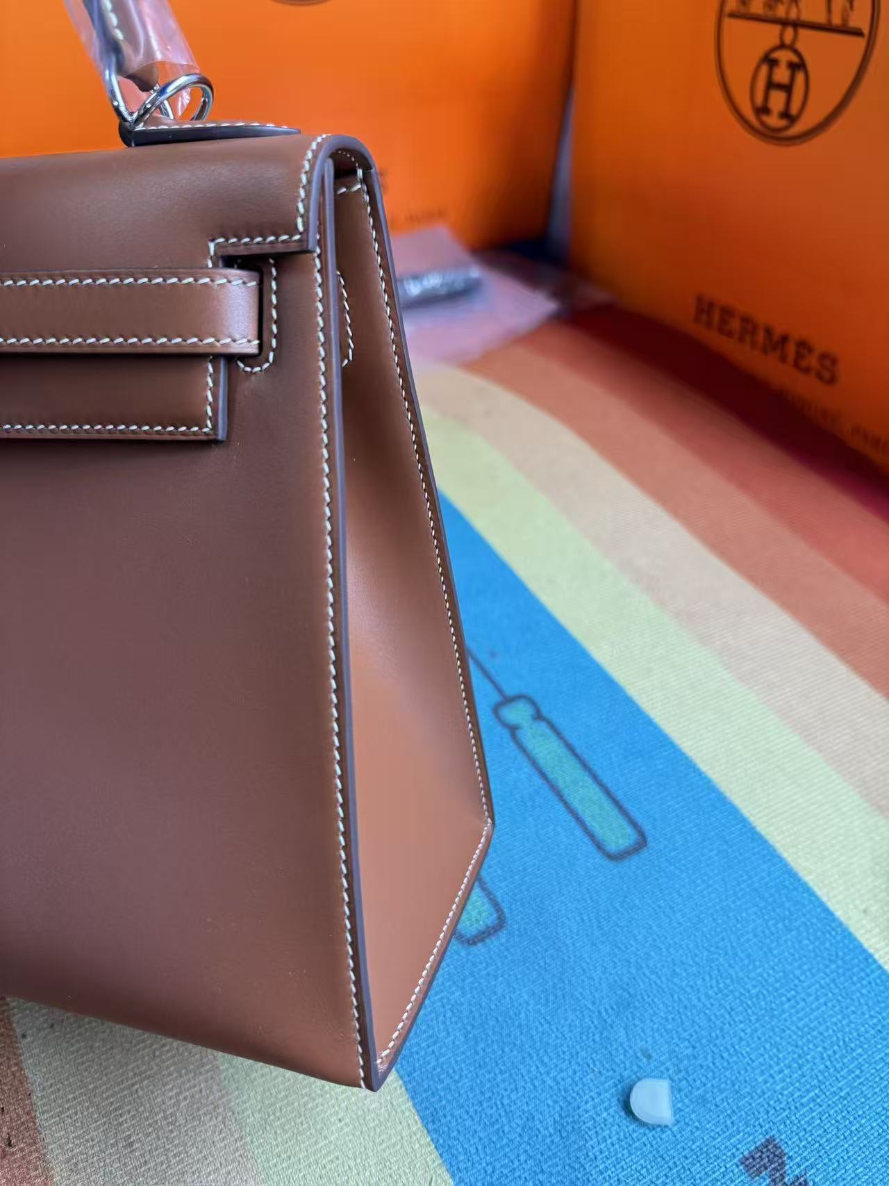 HM Birkin 25cm Brown Calfskin Sliver Hardware