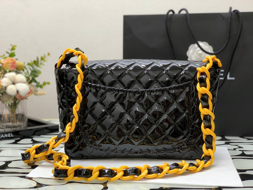 CHL - Vinyl Classic Black and Yellow Shoulder bag For Women 29LO/11.5in