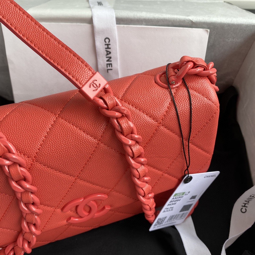 CHL - Flap Bag Red Hardware Grained Red For Women Handbags, Shoulder Bags 9.4in/24LO AS2303