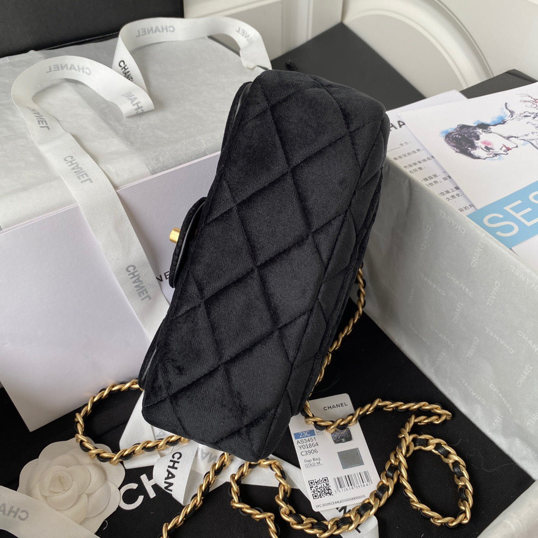 CHL -  Flap Bag Gold Hardware Black For Women Handbags, Shoulder Bags 9.4in/24LO AS3451