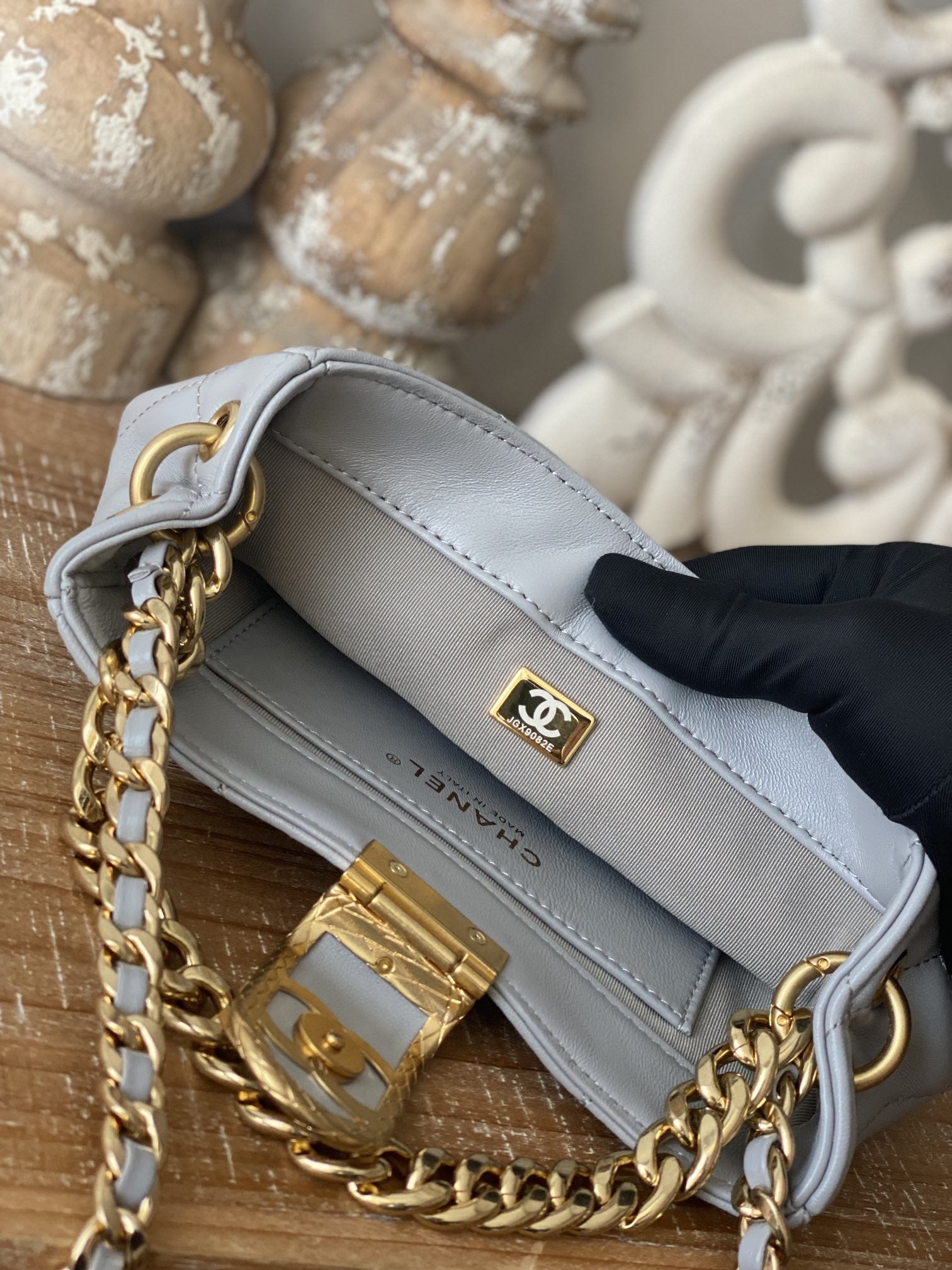 CHL - Small Hobo Bag Gold Hardware Grey For Women Handbags, Shoulder Bags 7.5in/19LO