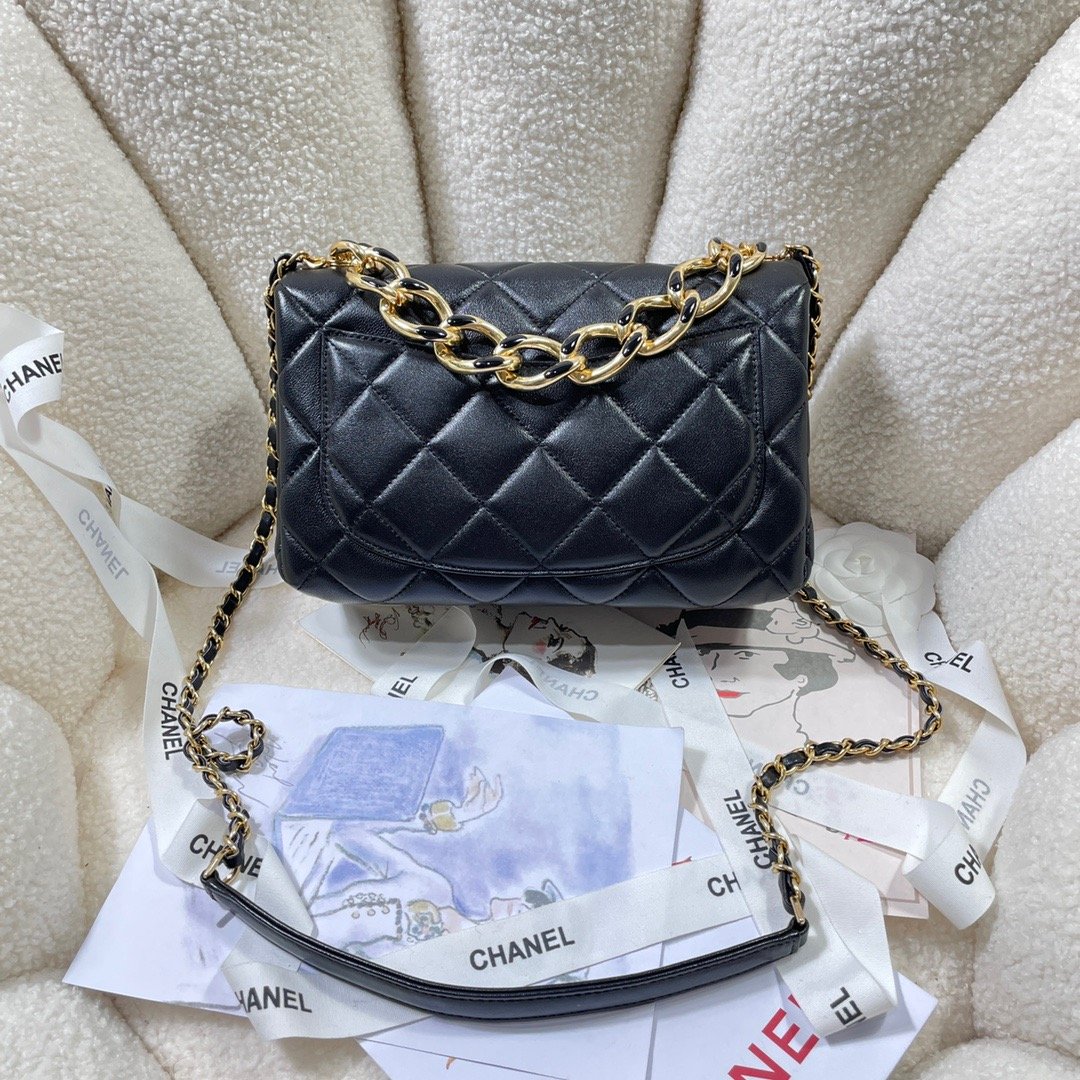 CHL - Large Flap Bag Gold Hardware Black For Women Handbags, Shoulder Bags 9.1in/23LO AS3367