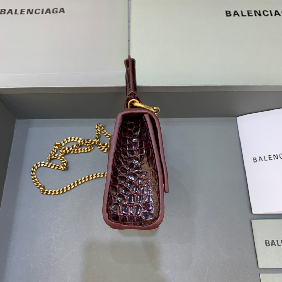 BLN-Ciaga Hourglass Mini Handbag With Chain In Dark Red, For Women,  Bags 4.7in/12LO
