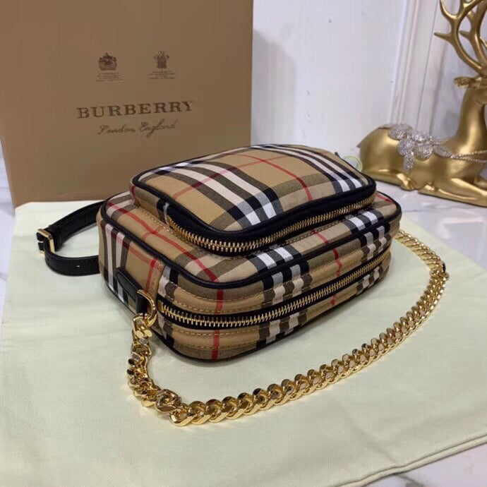 B-Berry - BB   Check Cotton Camera Bag Neutral For Women, Women’s Bags 7.7in/19.5LO