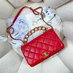 CHL - Large Flap Bag Gold Hardware Red For Women Handbags, Shoulder Bags 9.1in/23LO AS3367