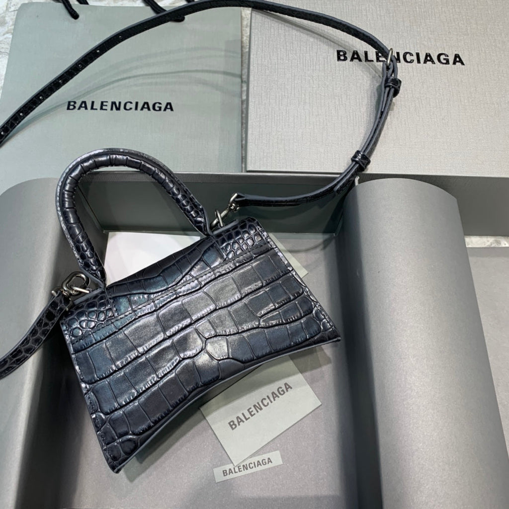 BLN-Ciaga Hourglass XS Handbag In Dark Grey, For Women,  Bags 7.4in/19LO 5935461LR6Y1309