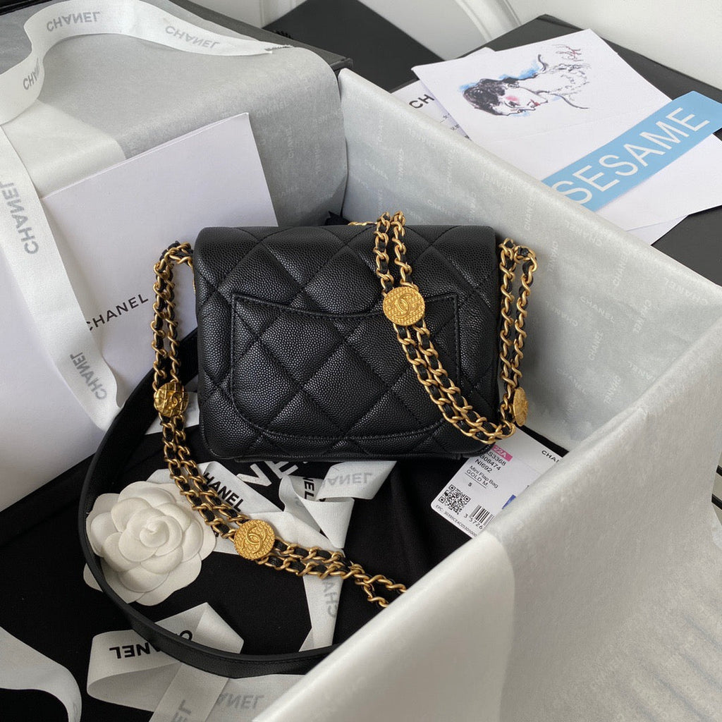 CHL - Mini Flap Bag With Top Handle Gold Hardware Black For Women Handbags, Shoulder Bags 7.9in/20LO AS2431