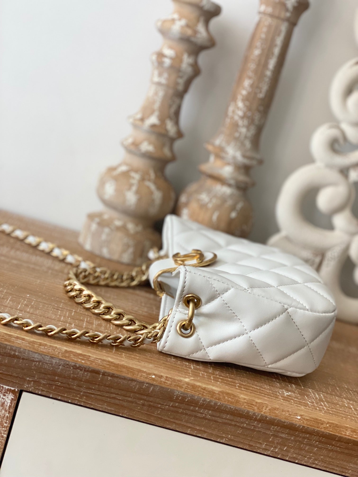 CHL - Small Hobo Bag Gold Hardware White For Women Handbags, Shoulder Bags 7.5in/19LO