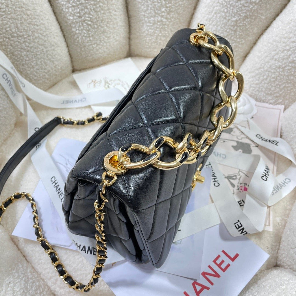 CHL - Large Flap Bag Gold Hardware Black For Women Handbags, Shoulder Bags 9.1in/23LO AS3367