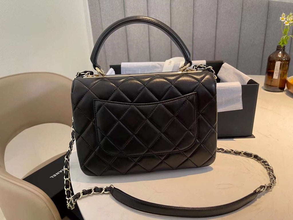 CHL -  Classic Flap Bag Gold Toned Hardware Black 9.8in/25LO