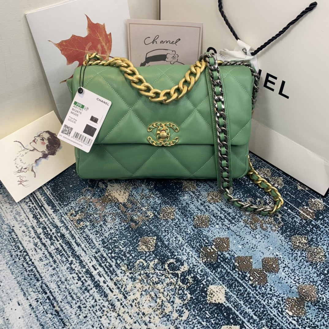 CHL -  19 Flap Bag Gold Hardware Green For Women Handbags, Shoulder Bags 10.2in/26LO AS1160