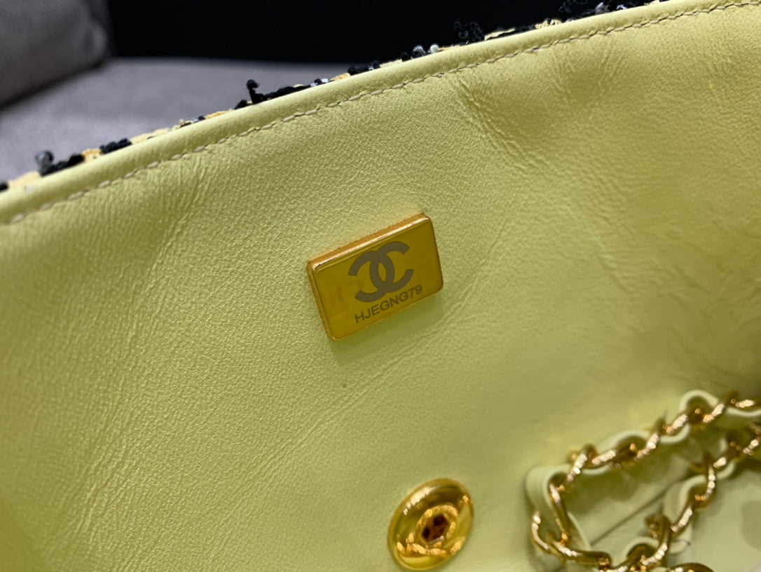 CHL - Mini Yellow Tweed Flap Bag For Women 20LO/7.5in