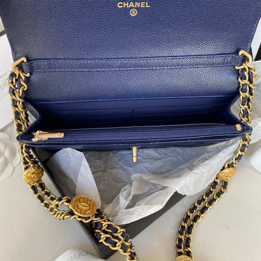 CHL - Small Flap Bag Gold Hardware Navy Blue For Women Handbags, Shoulder Bags 7.5in/19LO AP2840