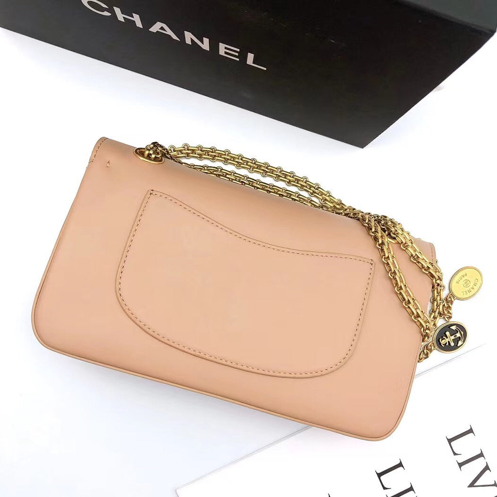 CHL - Maroon Medallion Nude Reissue 2.55 Classic 225 Flap Beige Bag For Women 24LO/9.4in