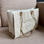 CHL -  Deauville Tote Tweed Bag SuMM - er Collection White For Women 15.7in/40LO
