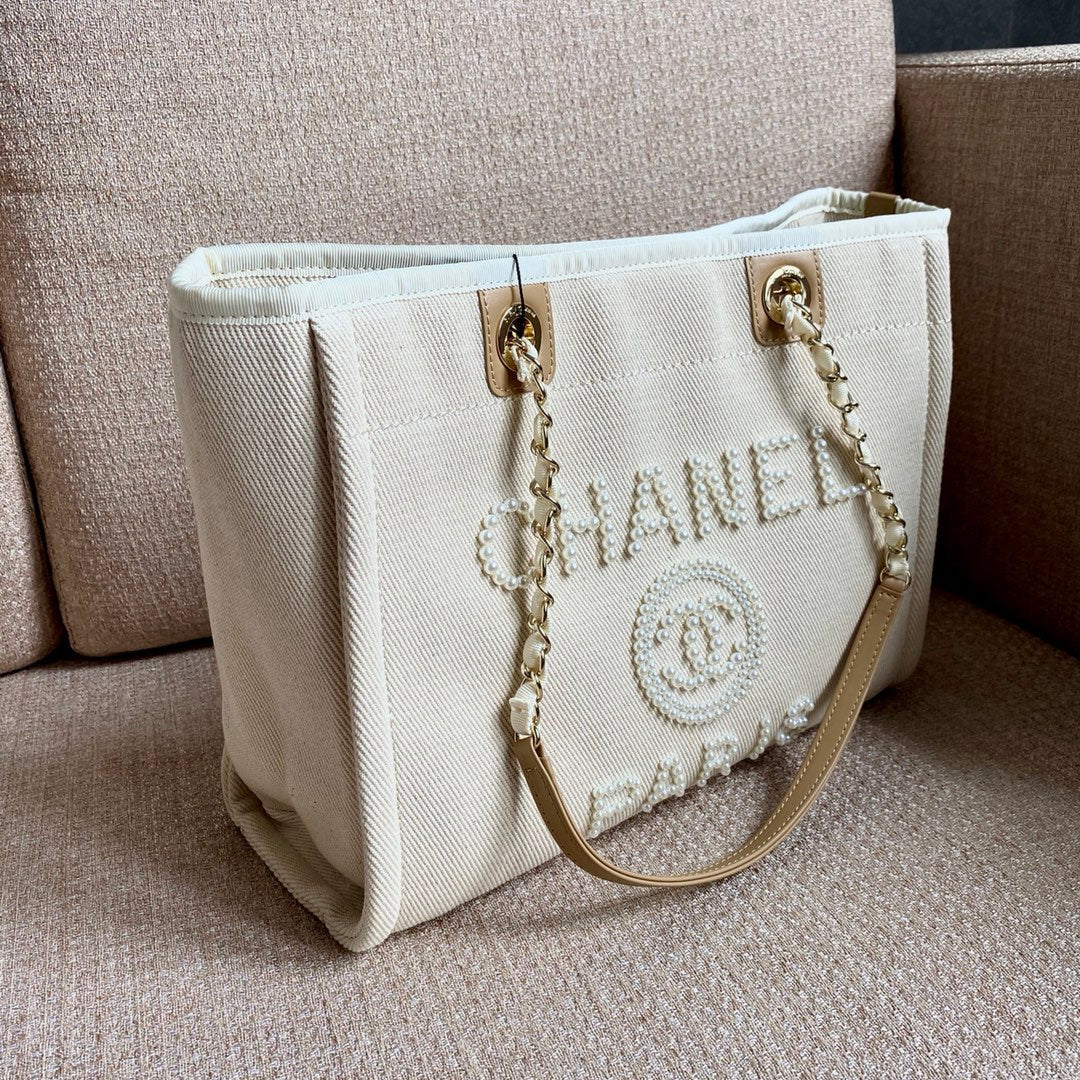 CHL -  Deauville Tote Tweed Bag SuMM - er Collection White For Women 15.7in/40LO
