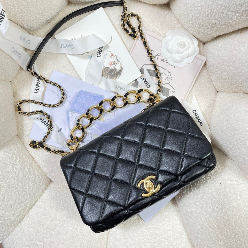 CHL - Large Flap Bag Gold Hardware Black For Women Handbags, Shoulder Bags 9.1in/23LO AS3367