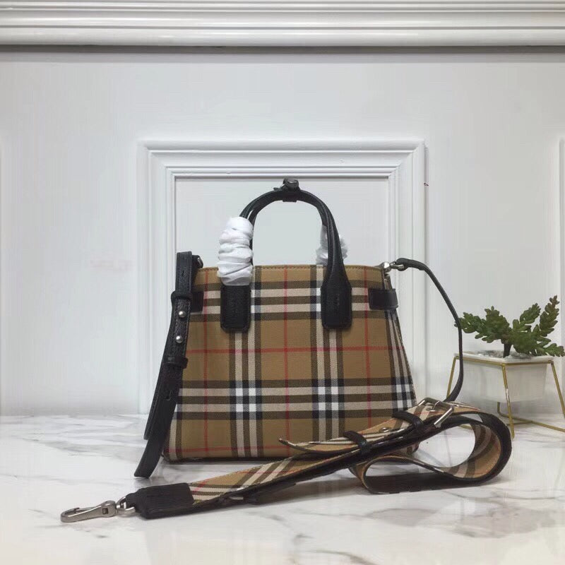 B-Berry - BB  Small Banner  Check And Tote Black For Women, Women’s Bags 10.5in/26LO