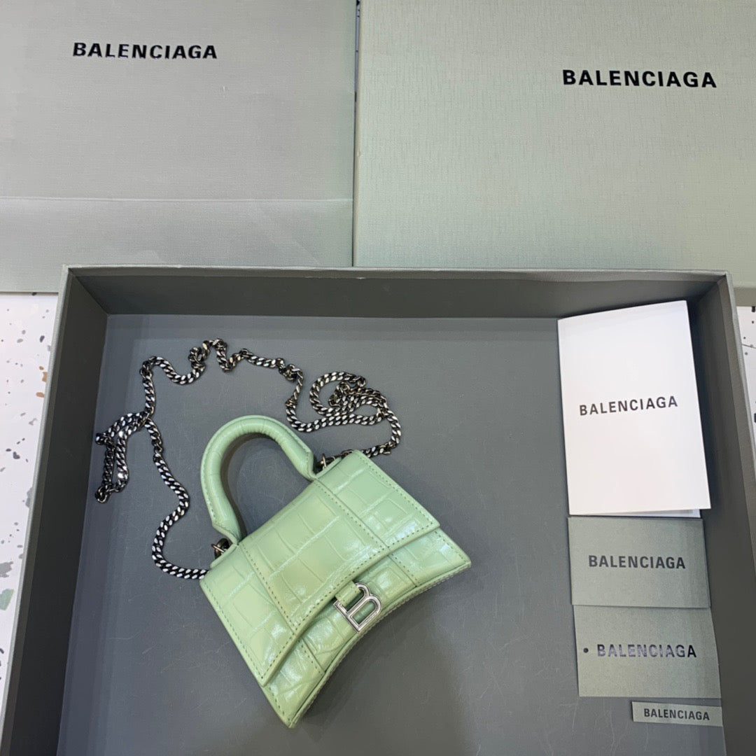 BLN-Ciaga Hourglass Mini Handbag With Chain In Light Green, For Women,  Bags 4.7in/12LO