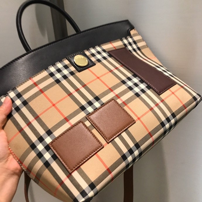 B-Berry - BB  Small  Check Society Top Handle Bag For Women, Bags 14.6in/37LO