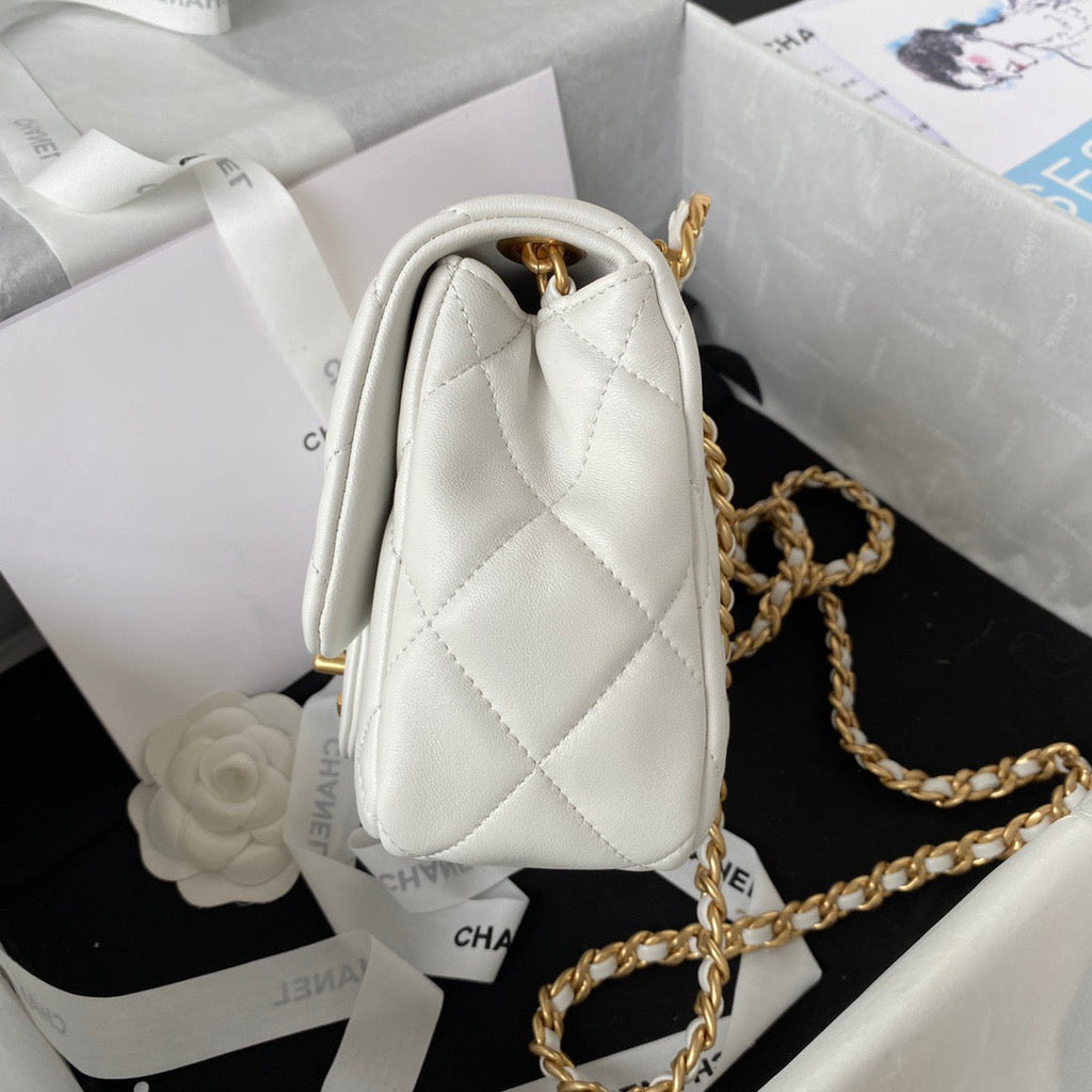 CHL - Small Flap Bag Gold Hardware White For Women Handbags, Shoulder Bags 7.9in/20LO AS3450