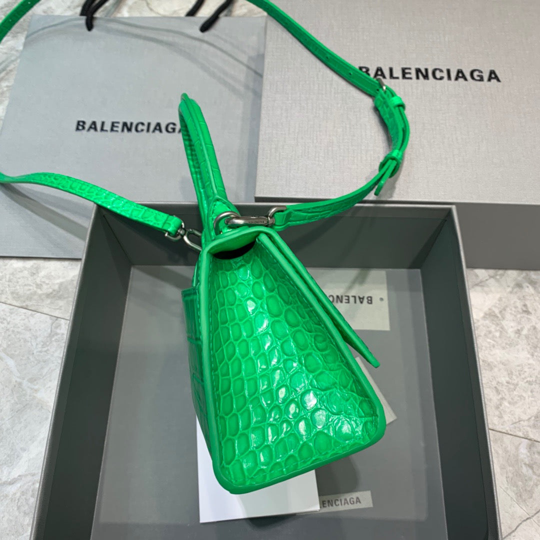 BLN-Ciaga Hourglass XS Handbag In Bright Green, For Women,  Bags 7.4in/19LO