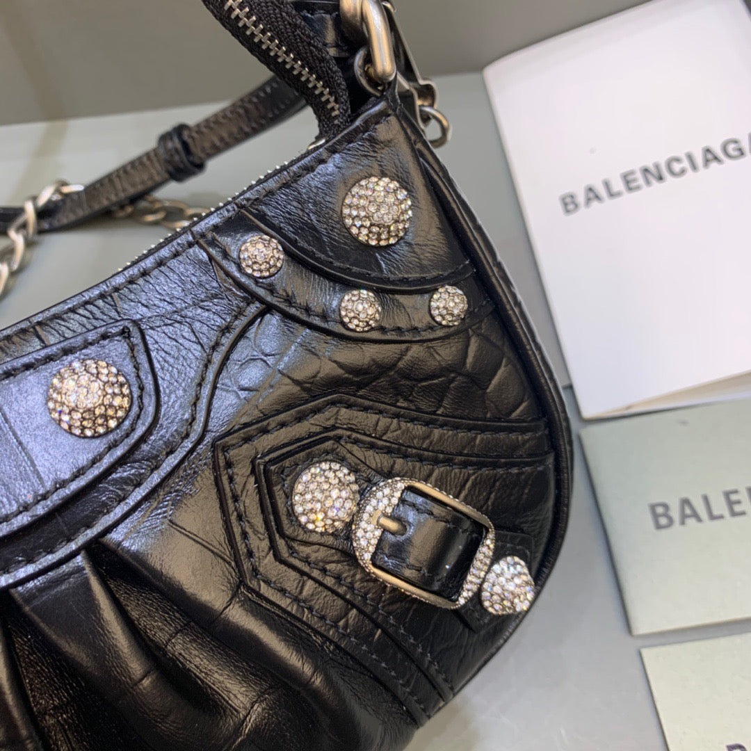 BLN-Ciaga Le Cagole Mini Bag With Chain Black, For Women,  Bags 8.2in/21LO 69581423EJY1000