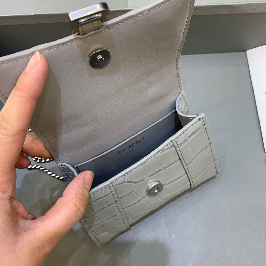 BLN-Ciaga Hourglass Mini Handbag With Chain In Grey, For Women,  Bags 4.7in/12LO