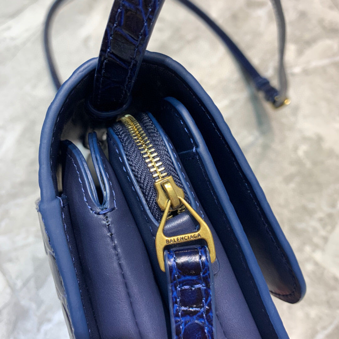 BLN-Ciaga B Small Lizard Effect Cross-body Bag In Dark Blue, For Women,  Bags 7in/18LO