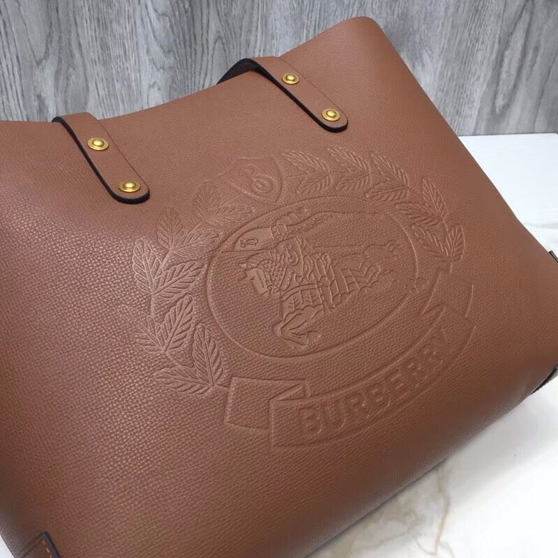 B-Berry - BB  Small Embossed Crest Tote Brown For Women, Bags 13.8in/35LO