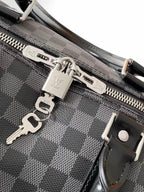 KEEPALL BANDOULIÈRE 45 IN BLACK DAMIER GRAPHITE CANVAS