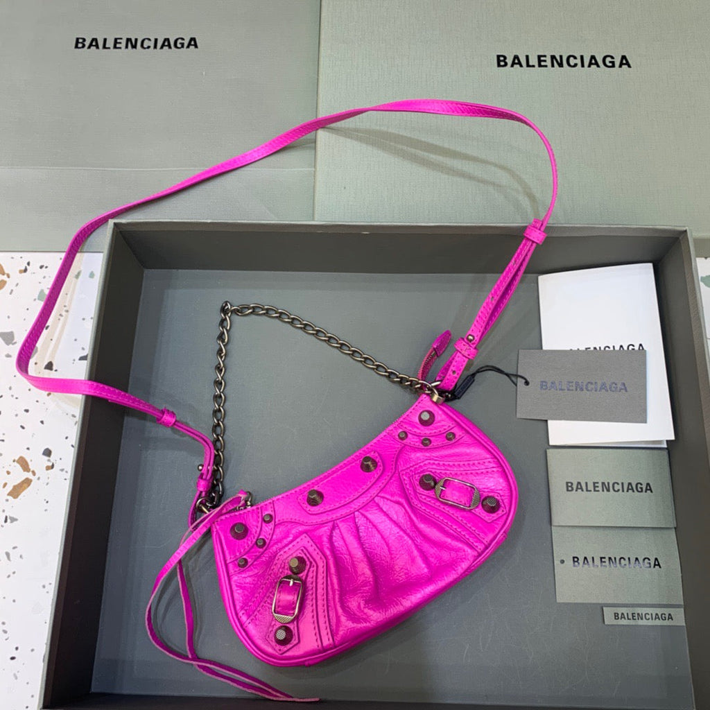 BLN-Ciaga Le Cagole Mini Bag With Chain In Dark Pink, For Women,  Bags 8.2in/21LO
